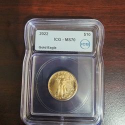 2022 1/4oz $10 Gold Eagle ICG MS70