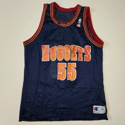 Vintage 90s Champion brand Denver Nuggets Dikembe Mutombo #55 jersey men's size 48