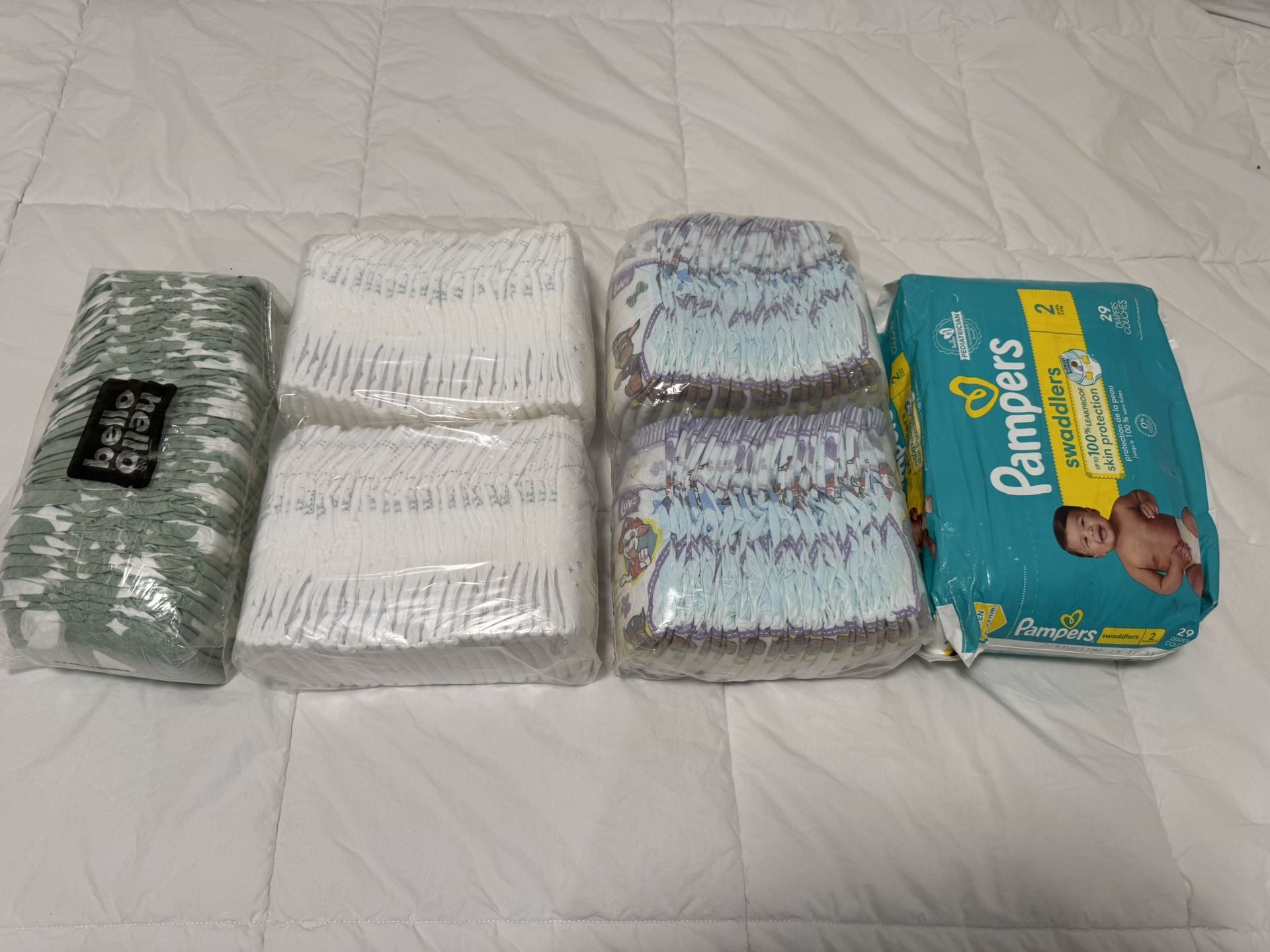 Diapers, size nb - 38, size1 - 48, size 2 - 83 (169counts)