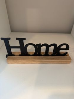 "Home" Sign Decor - Black Letters on Wood Base