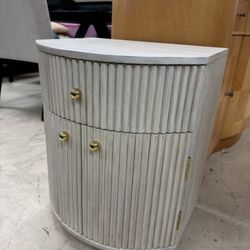 Cameo 20" Fluted Whitewashed Wood Nightstand With Drawer - Retail: $595