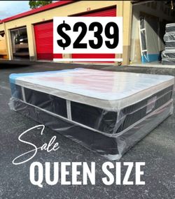 Queen Mattress Set Plush PillowTop – Brand New –  Same Day Delivery Available 🚚