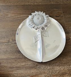 Mariposa Sunflower Decorative Serving Tray diameter 13.5 inches 