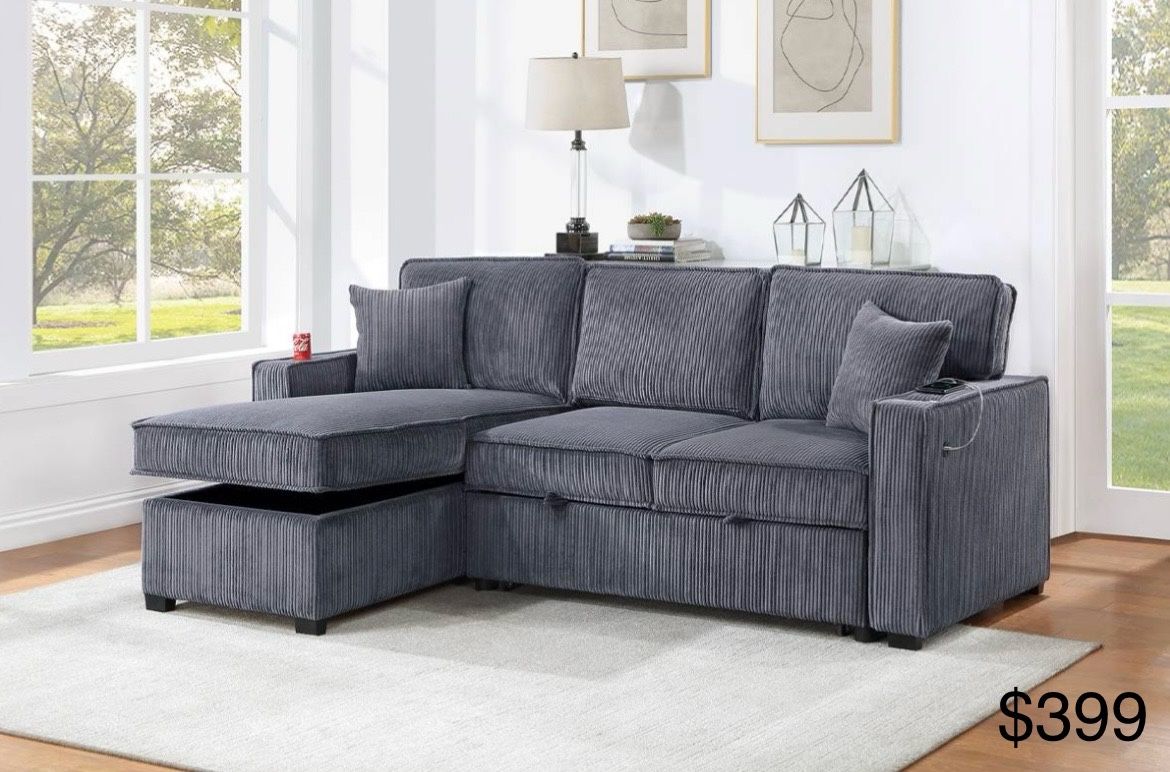 Corduroy Sectional Sleeper With Storage