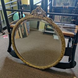 HEAVY ROUND ANTIQUE MIRROR 