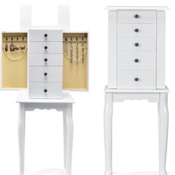 Costway Wooden Jewelry Armoire/Cabinet In White