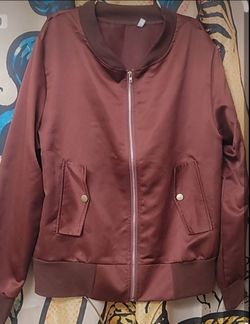 Brown Satin Bomber Jacket