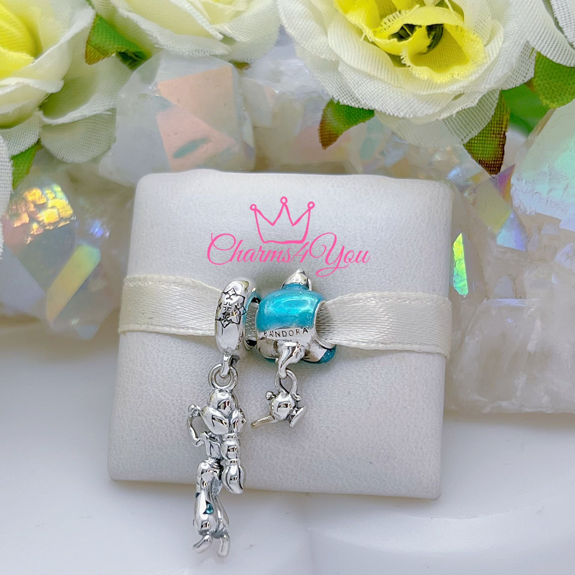 2Adorable Charms 925 silver for Pandora moments bracelet.