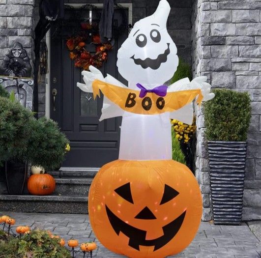 Inflatable Ghost On A Pumpkin