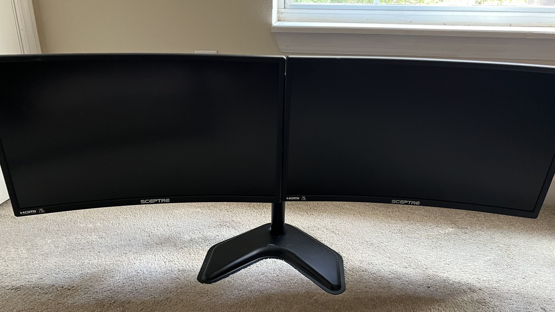 Dual Sceptre Curved 24-inch Gaming Monitor 1080p 98% sRGB HDMI x2 VGA Build-in Speakers With Arm stand