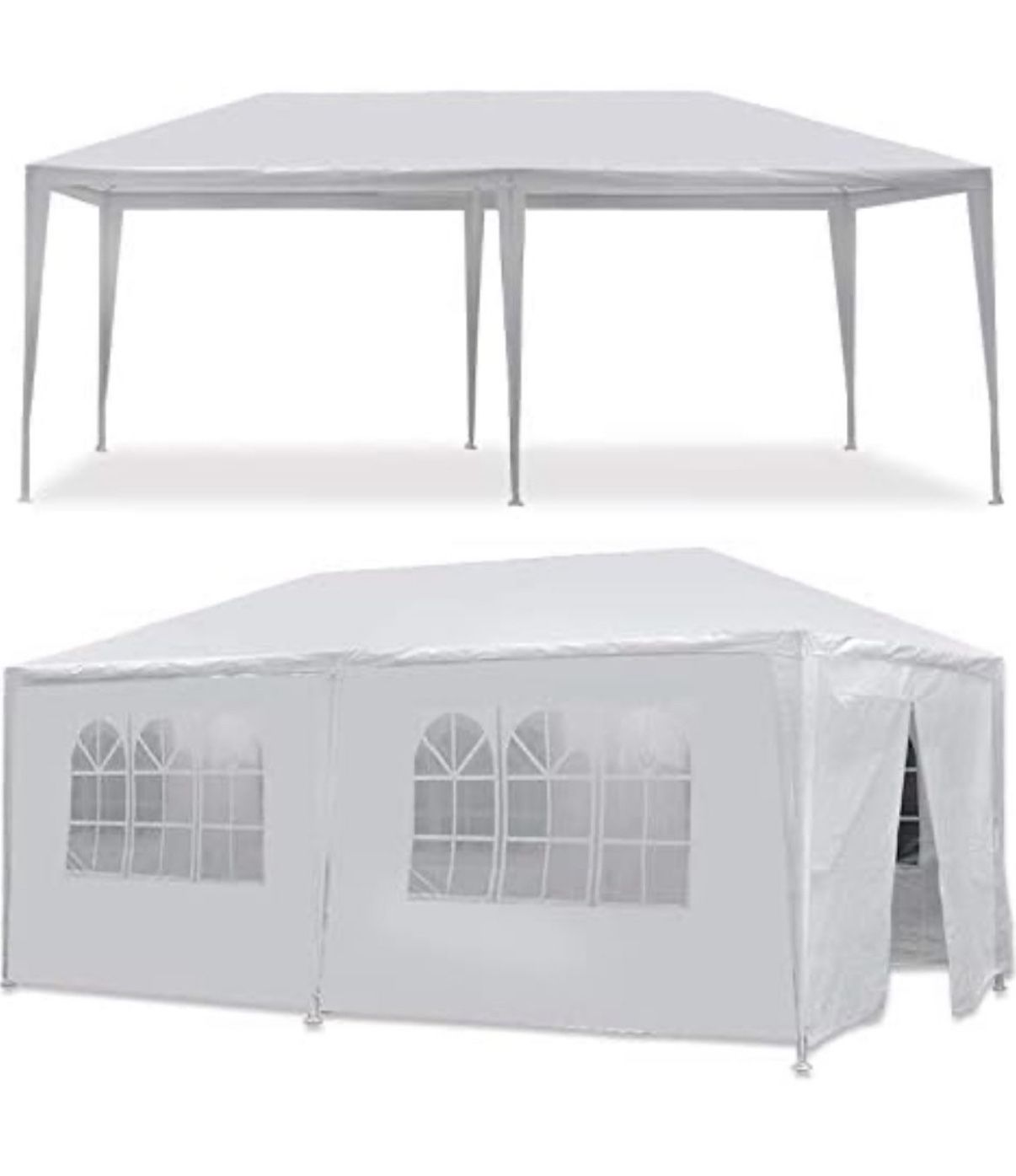 10 X 20 White Party Tent Gazebo Canopy w/ 6 Removable Sidewalls