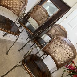 Wooden Rattan Chair Set