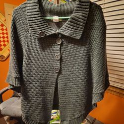 Women's Grey Sweater Poncho