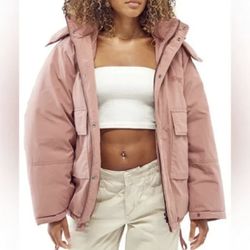 2 Sizes New Urban Outfitters BDG Rose Pink Charlie Oversize Hood Jacket Size S/M and M/L