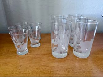 MCM Etched Glasses “Drunk Man and Elephant”