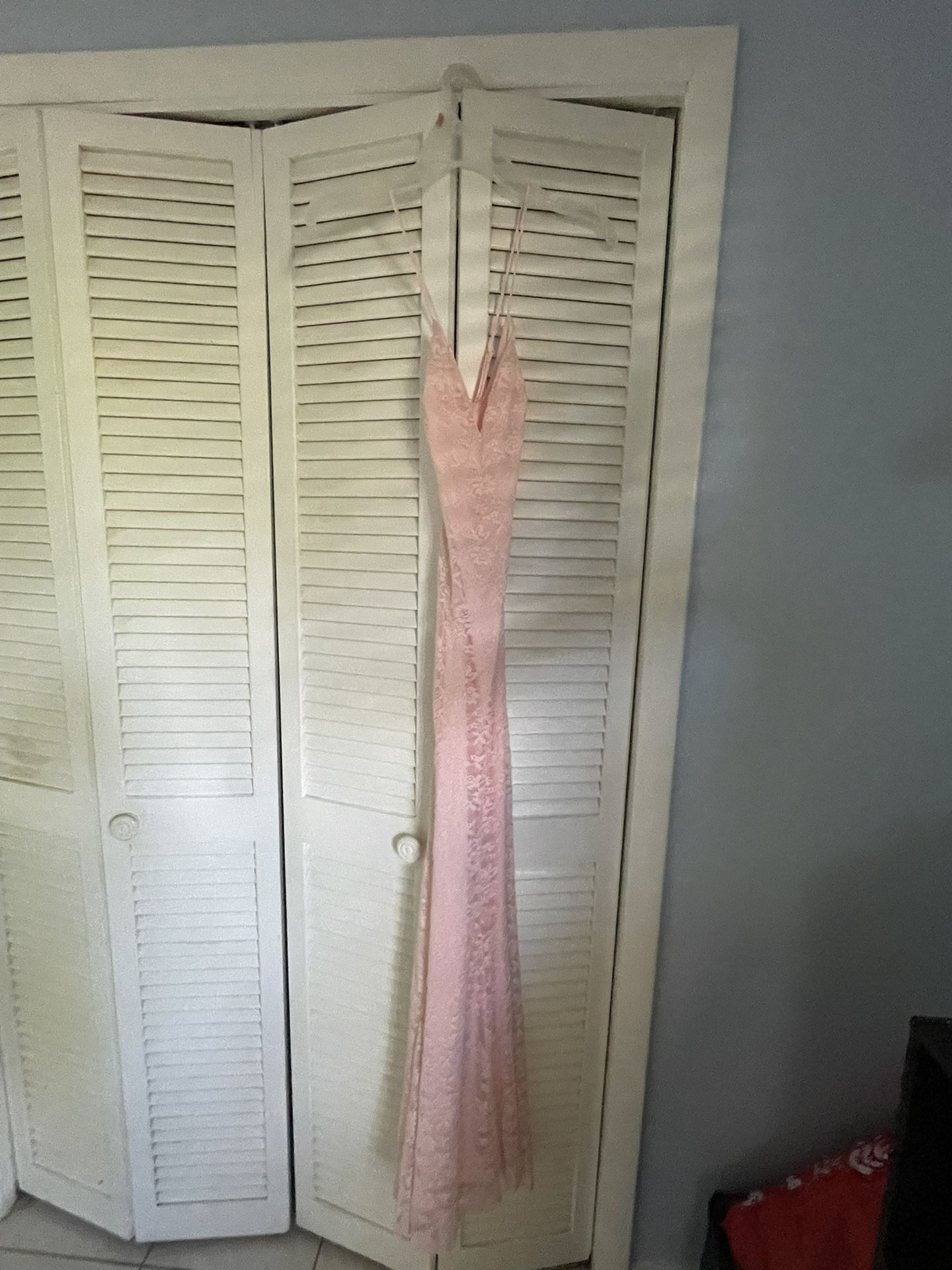 Lace V-Neck Pink Dress