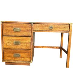 Stanley Furniture Campaign Desk – Solid Wood & Brass Accents