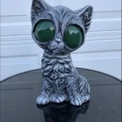 The Big Green Eyed Kitty Cat Statue