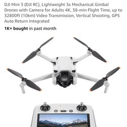 DJI Mini 3 (DJI RC), Lightweight 3x Mechanical Gimbal Drones with Camera