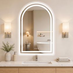 WISSMIELS Arched LED Bathroom Mirrors With Lights 24"X36" LED Mirror For Bathroom,Led Vanity Mirror, Anti-Fog,LED Mirrors With Light, Anti-Fog, Dimmab