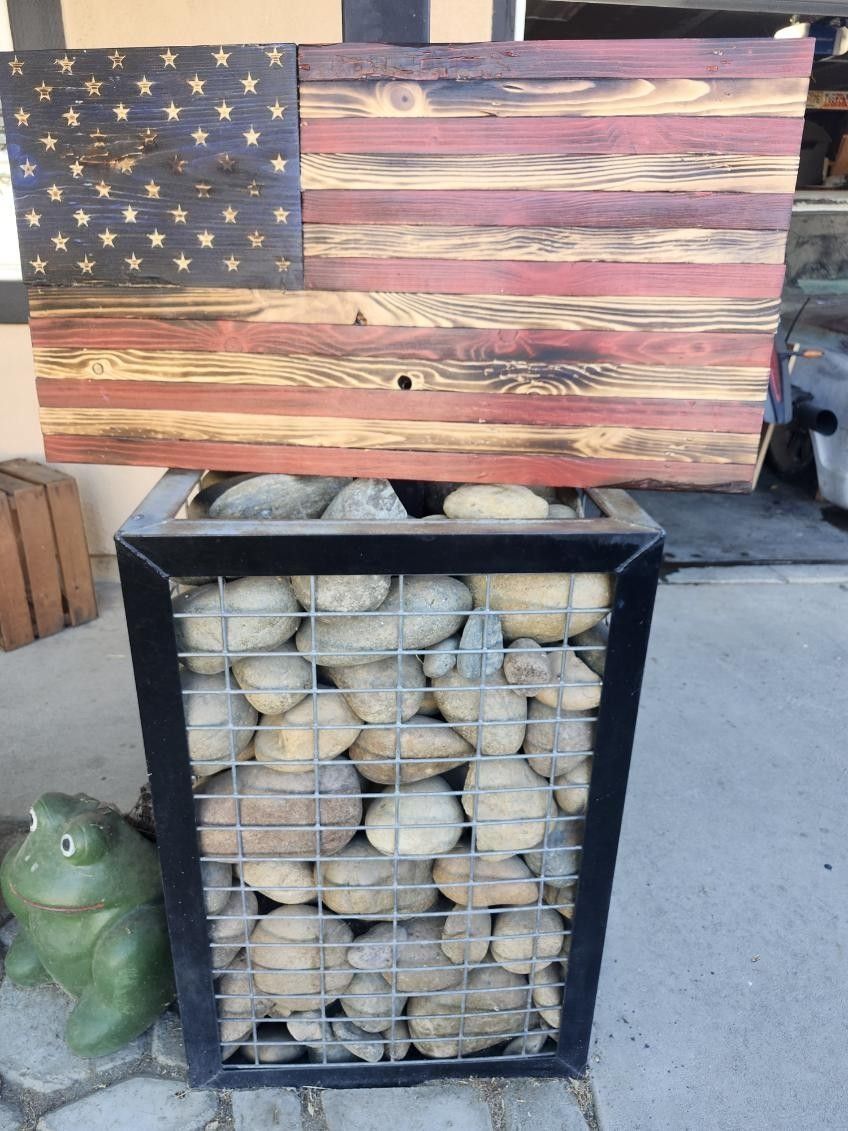 Rustic 50 State Wooden Handmade American Flag