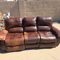 Ashley Furniture Genuine Leather Reclining Sofa & Loveseat