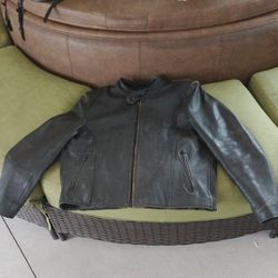 Men's Leather Motorcycle Jacket Size 48