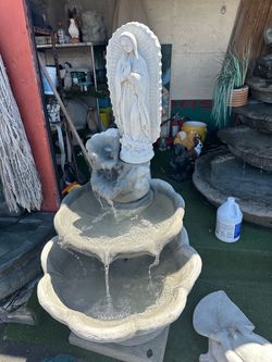 Beautiful Virgin Mary Two-Tier Garden Fountain
