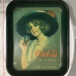 Vintage Rectangular Green Coca-Cola Tin Tray
