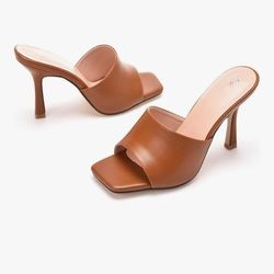 6.5 Brown Open Toe Heels 
