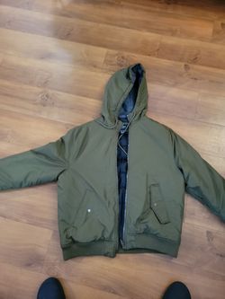 Olive Green Hooded Bomber Jacket