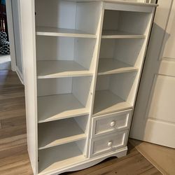 White 2 Drawer 8 -Shelf Cabinet/Armoire 