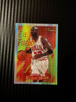 1996-97 Topps Season’s Best “En Fuego” Michael Jordan #1 – Refractor Foil Insert – In Hard Case