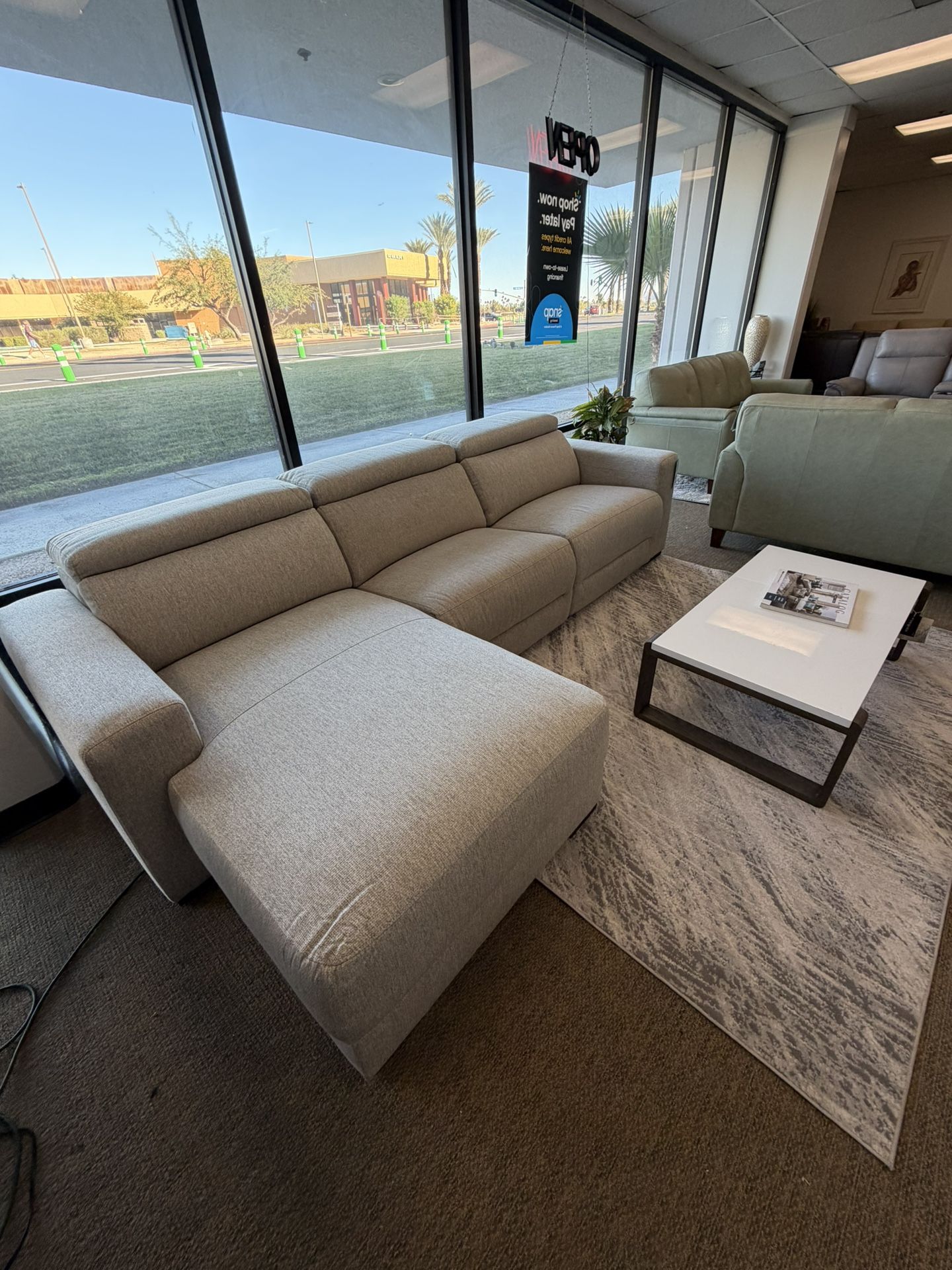 Fabric Sectional Sofa With Two Power Recliners And Chaise-Nevio