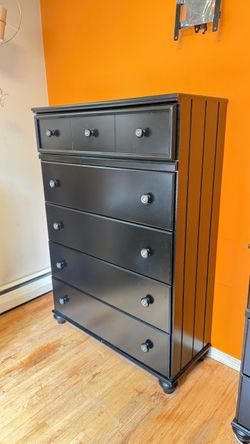 Black Tall Dresser with 6 Drawers