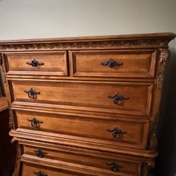 Wooden Dresser with Ornate Details