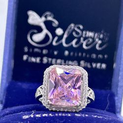 925 Sterling Silver, Pink Sapphire Ring 
