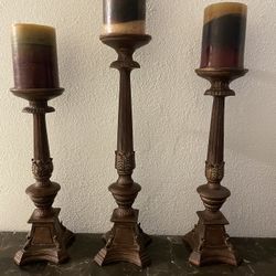 3 Piece Candle Holder With Candles 