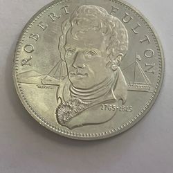 Franklin Mint 1971 Robert Fulton Silver Proof Medal Coin 