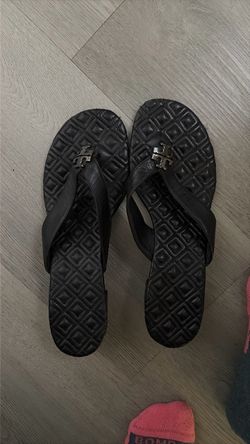 Tory Burch Black Leather Flip Flops