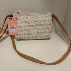 Juicy Couture White Logo Triple-Zip Tote Bag—-Brand New