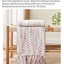 Knit woven throw blanket