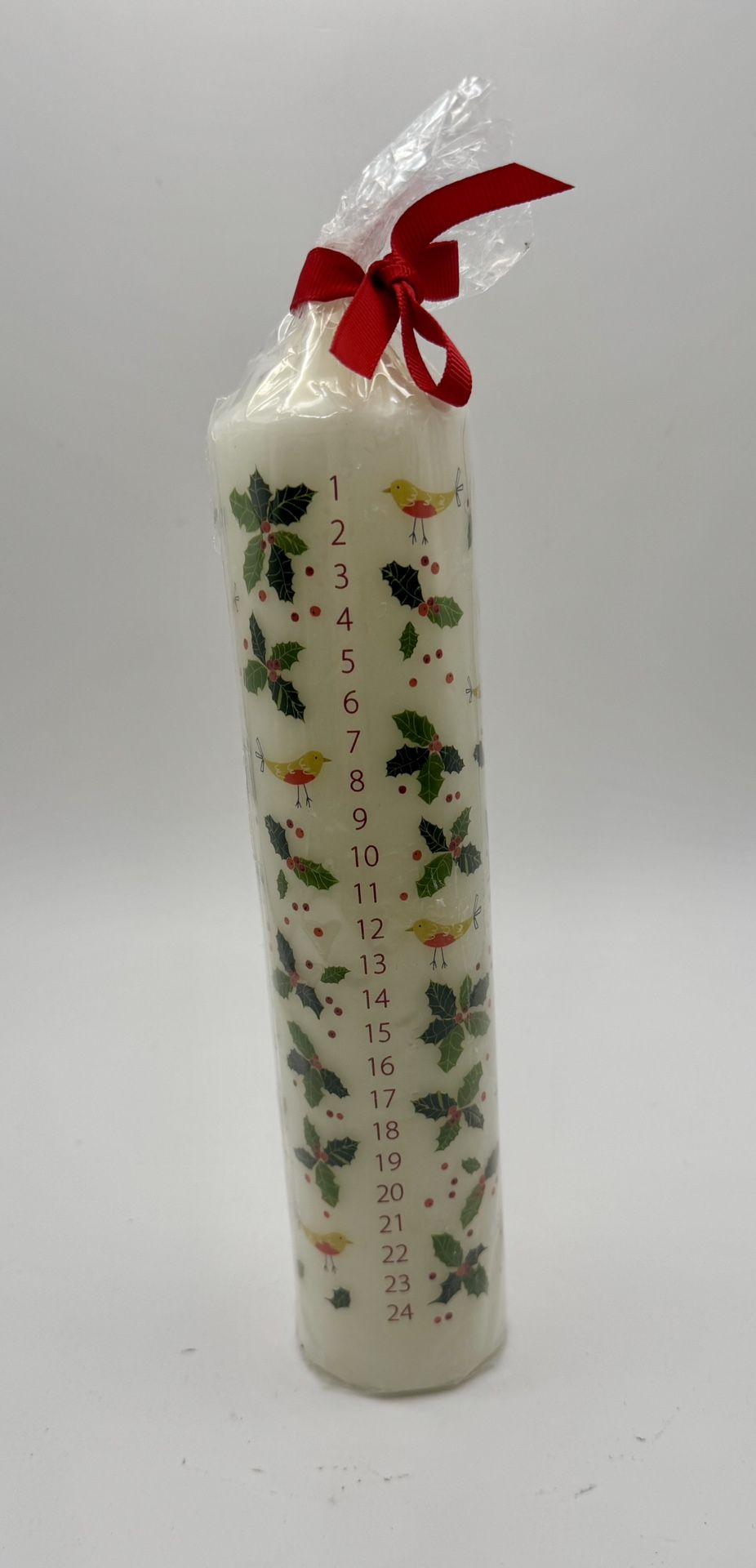 Holly And Bird Advent Candle Countdown - 10”