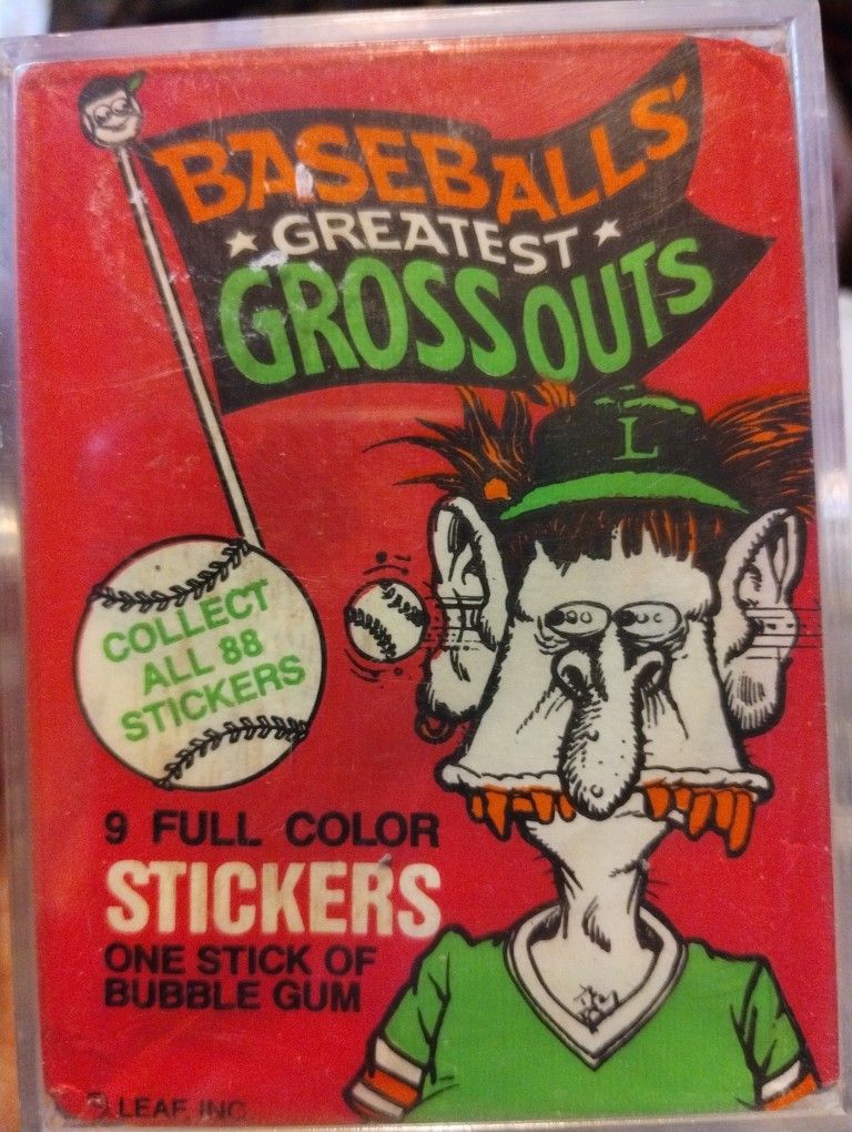 1988 Leaf Baseball's Greatest Gross Outs baseball cards, like Garbage Pail Kids, complete w extras