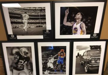Framed sports wall art 14x18 $55 each