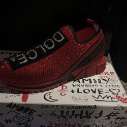 Red and Black Dolce gabana men shoes