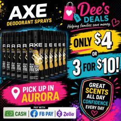 Axe deodorant sprays ONLY $4 or 3 for $10