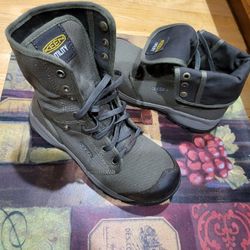 KEEN Utility Men's Roswell Mid Height Composite Toe Canvas Work Boots, Military Olive/Black Olive, Size 8