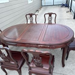Mesa De madera Sólida Con 6 Sillas 🪑 