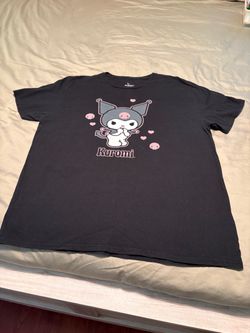 Kuromi Black Graphic Tee with Pink Accents